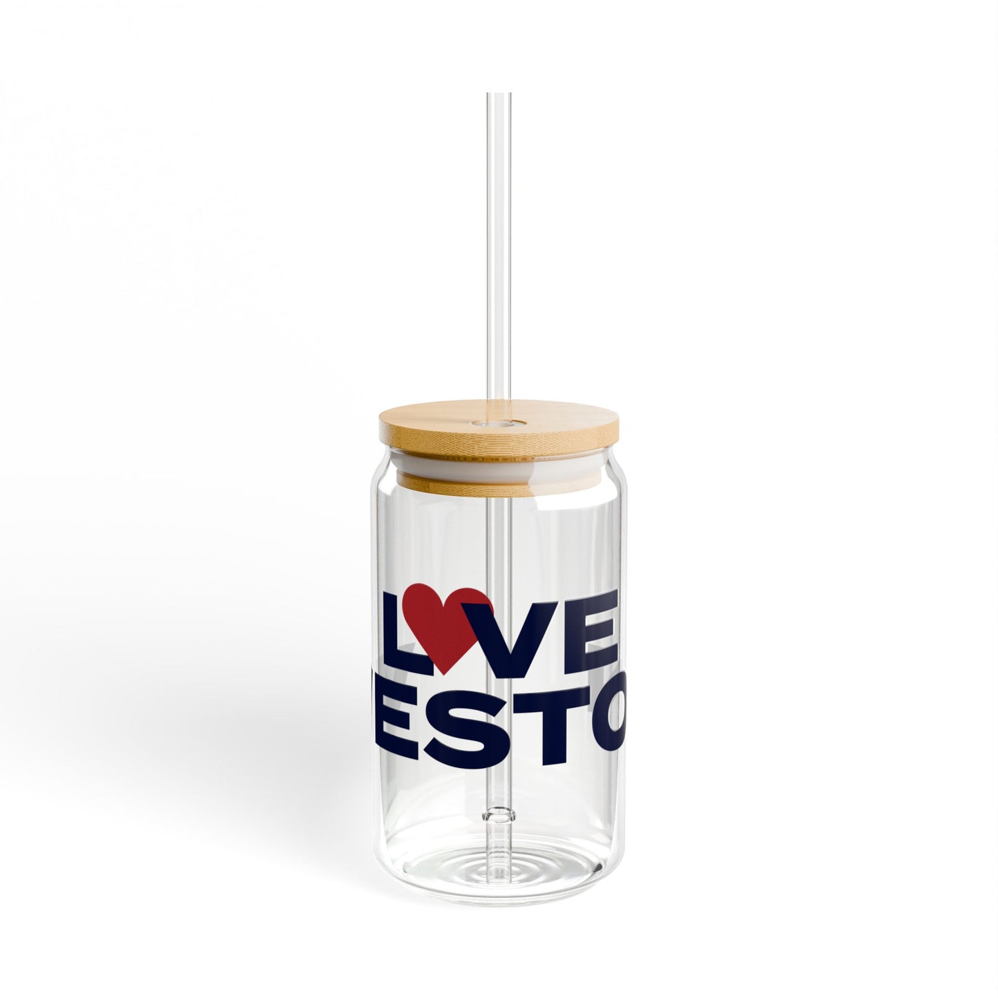Love Weston Glass Can with Straw and Lid, 16oz