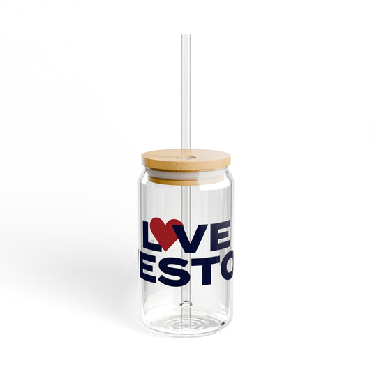 Love Weston Glass Can with Straw and Lid, 16oz