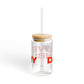 Love Danbury Glass Can with Straw and Lid, 16oz