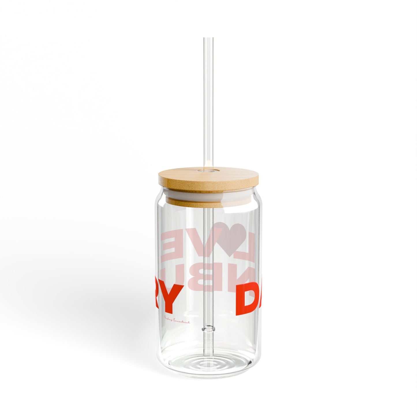 Love Danbury Glass Can with Straw and Lid, 16oz