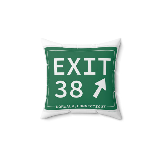 Vintage Exit 38 Merritt Parkway Sign Spun Polyester Square Pillow