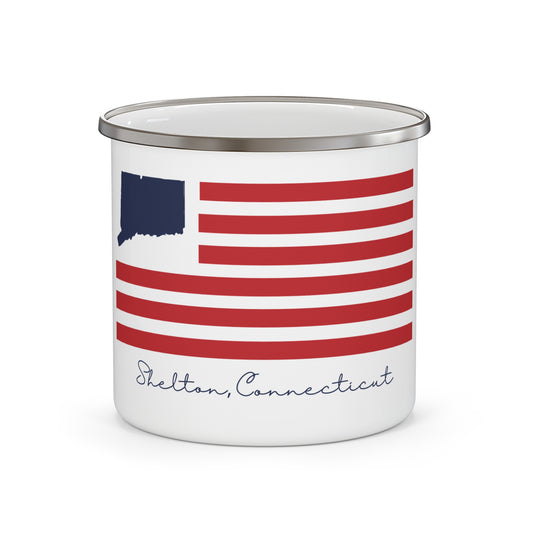 Shelton Connecticut Flag Enamel Camping Mug