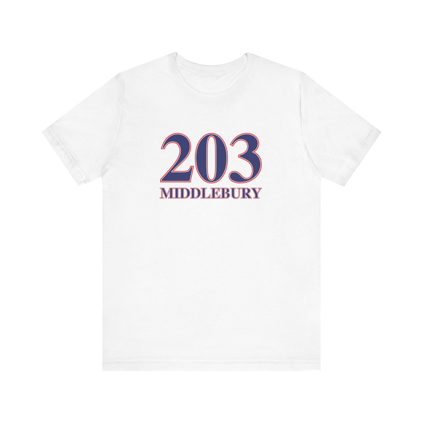203 Middlebury Red White & Blue Unisex Jersey Short Sleeve T-Shirt