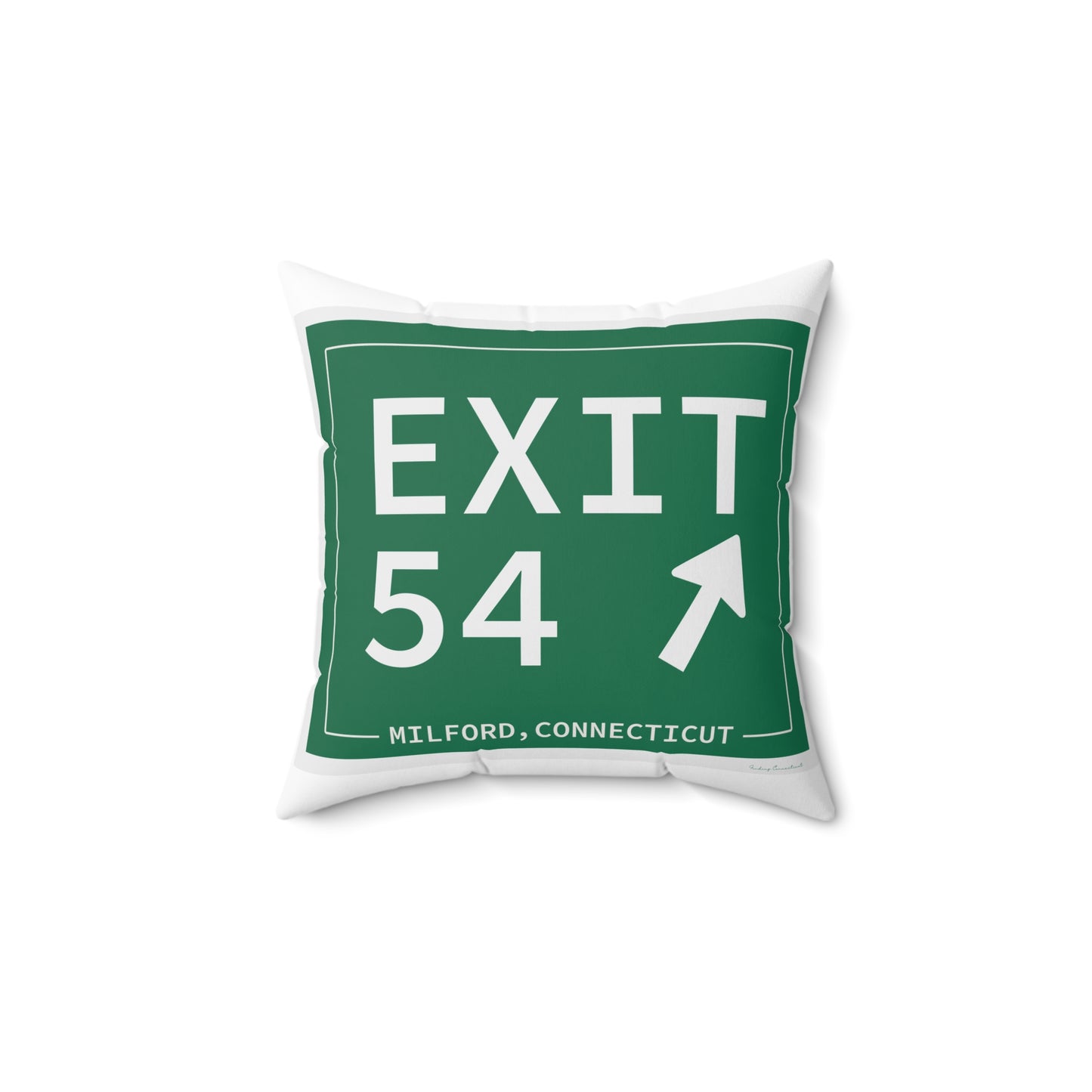 Vintage Exit 54  Merritt Parkway Sign Spun Polyester Square Pillow