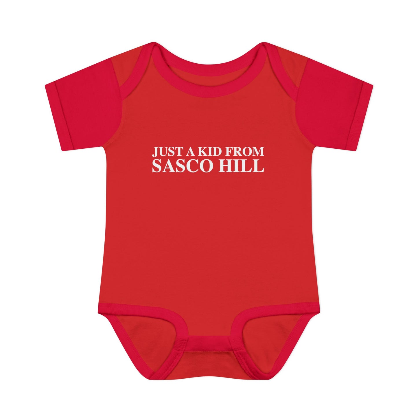 Just a kid from Sasco Hill Infant Baby Rib Bodysuit