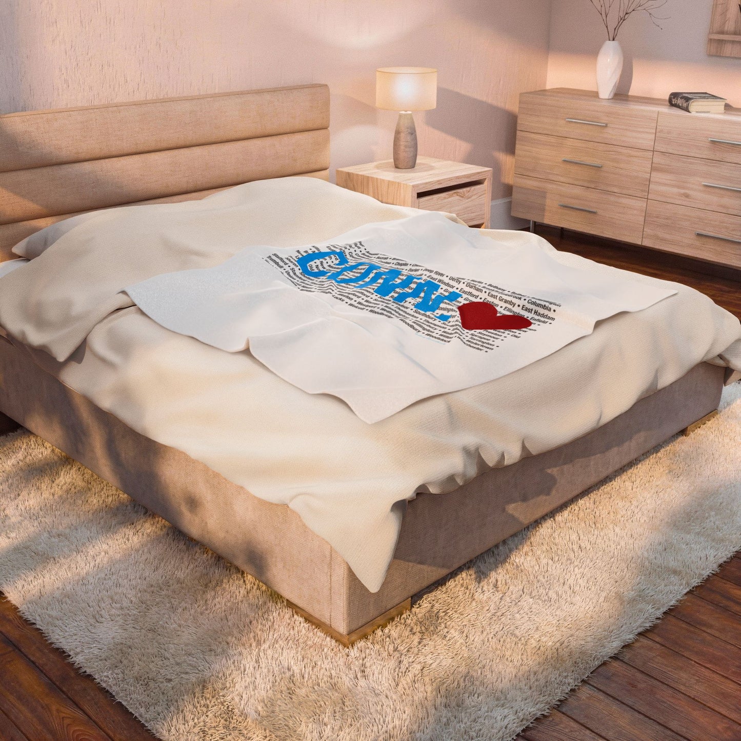 Connecticut Love Velveteen Plush Blanket