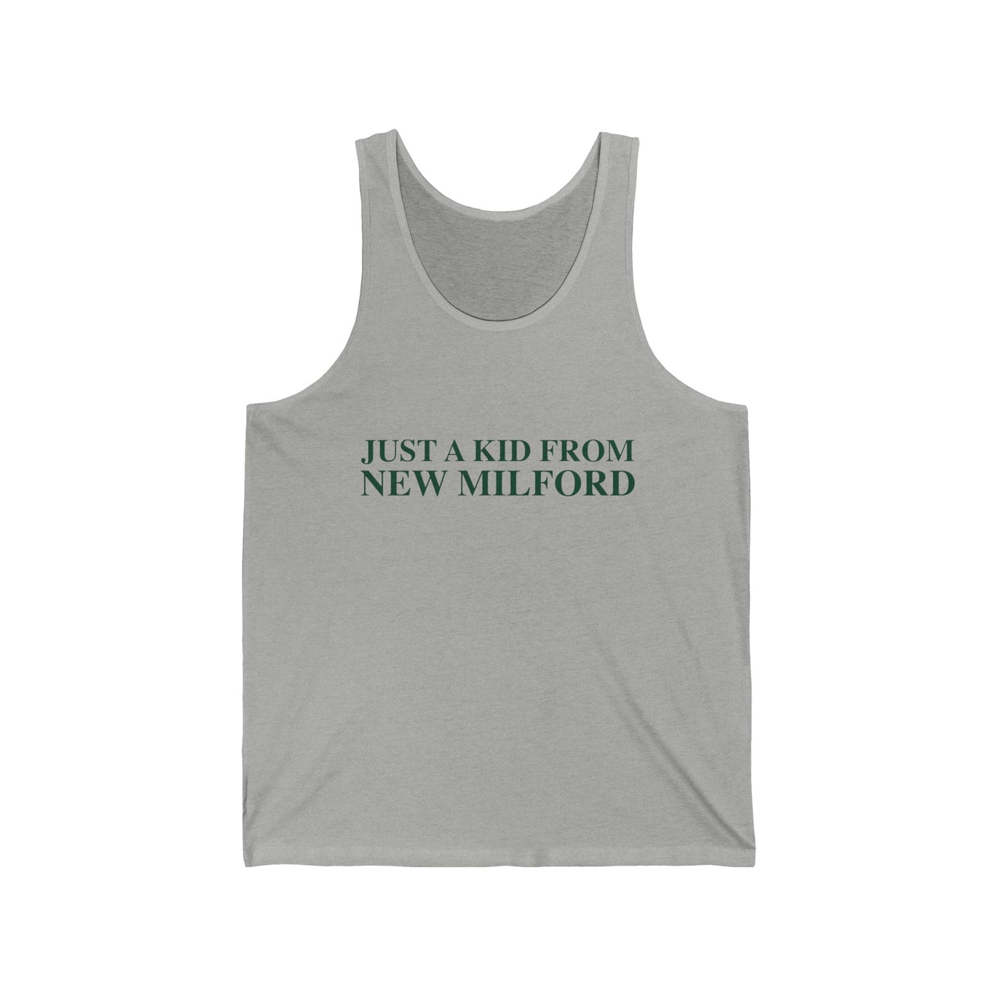 Just a kid from New Milford Unisex Jersey Tank Top