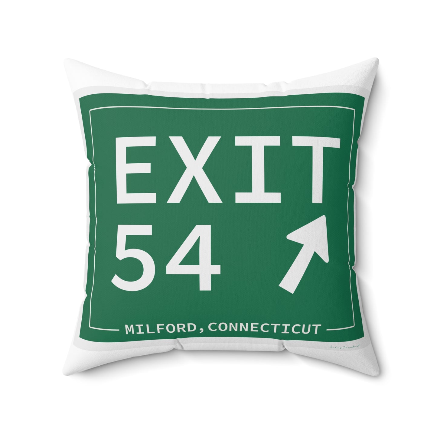 Vintage Exit 54  Merritt Parkway Sign Spun Polyester Square Pillow