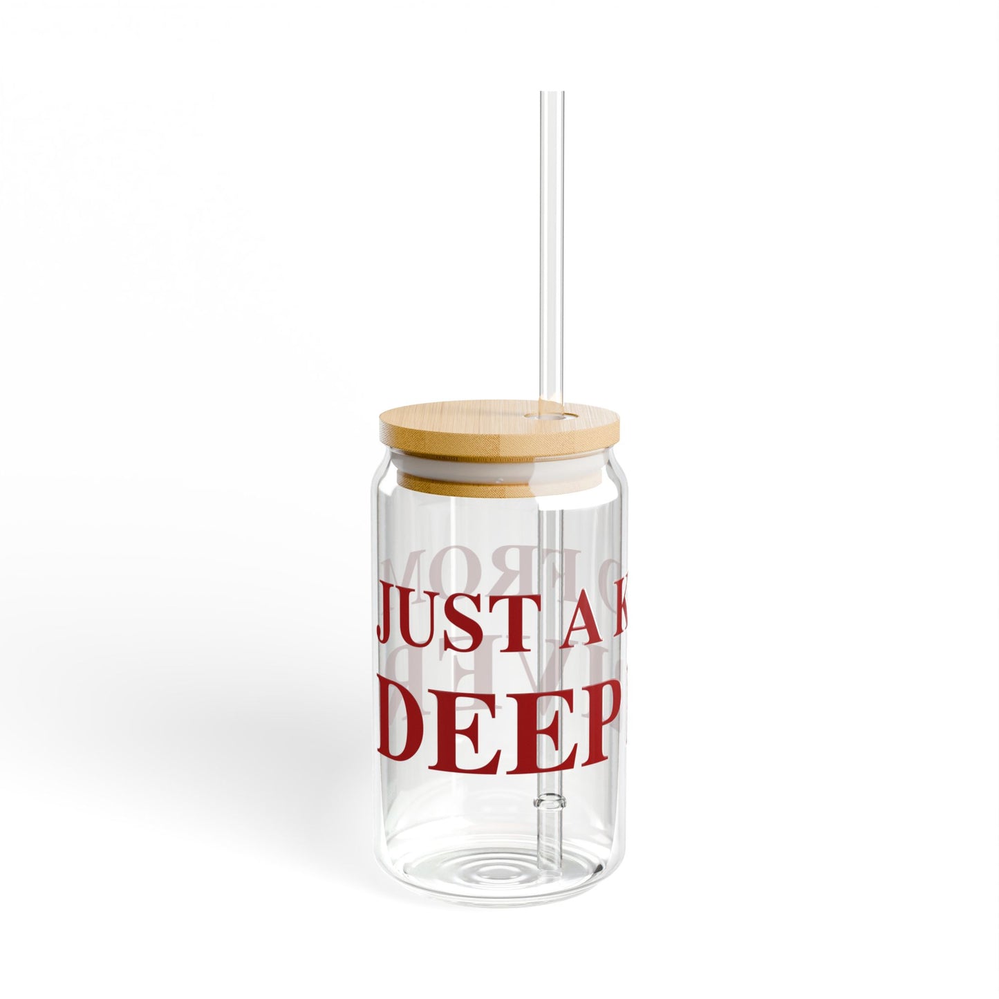 Just a kid from Deep River Glass Can with Straw and Lid, 16oz