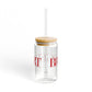 41 Tilt Bridgeport Glass Can with Straw and Lid, 16oz