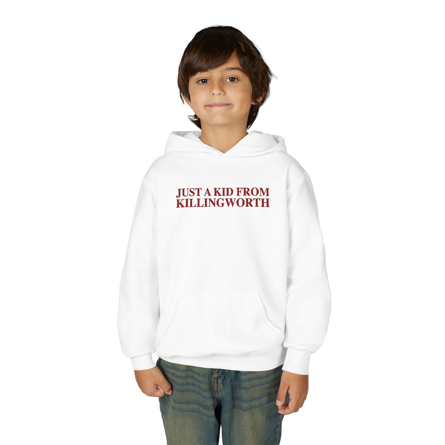 Just a kid from Killingworth Youth Heavy Blend Hooded Sweatshirt