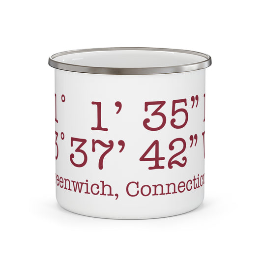 Greenwich Coordinates Enamel Camping Mug