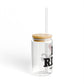 I Heart RDDG Glass Can with Straw and Lid, 16oz