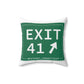 Vintage Exit 41 Merritt Parkway Sign Spun Polyester Square Pillow