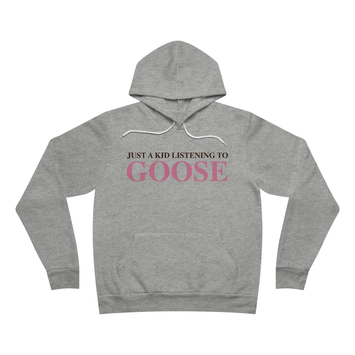 Just a kid listening to Goose - Pink & Espresso Unisex Sponge Fleece Pullover Hoodie