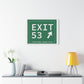 Vintage Exit 53  Merritt Parkway Sign Matte Canvas, Stretched, 1.25"