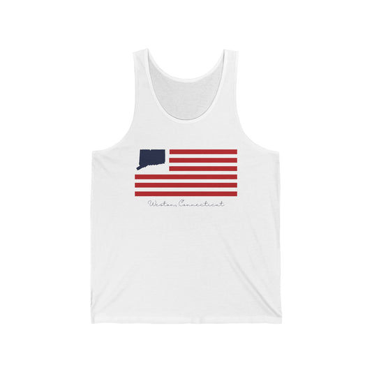 Weston Connecticut Flag Unisex Jersey Tank Top