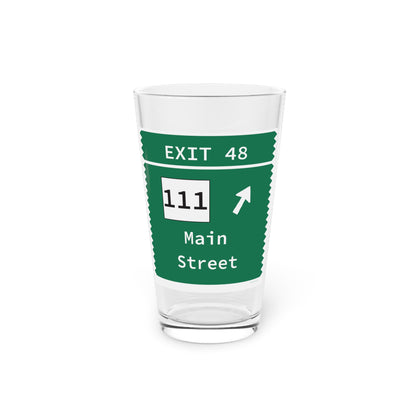 Vintage Merritt Parkway Exit 48 Sign Pint Glass, 16oz