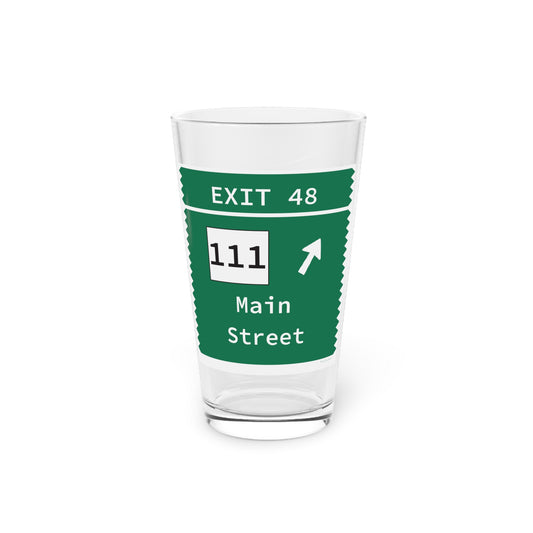 Vintage Merritt Parkway Exit 48 Sign Pint Glass, 16oz