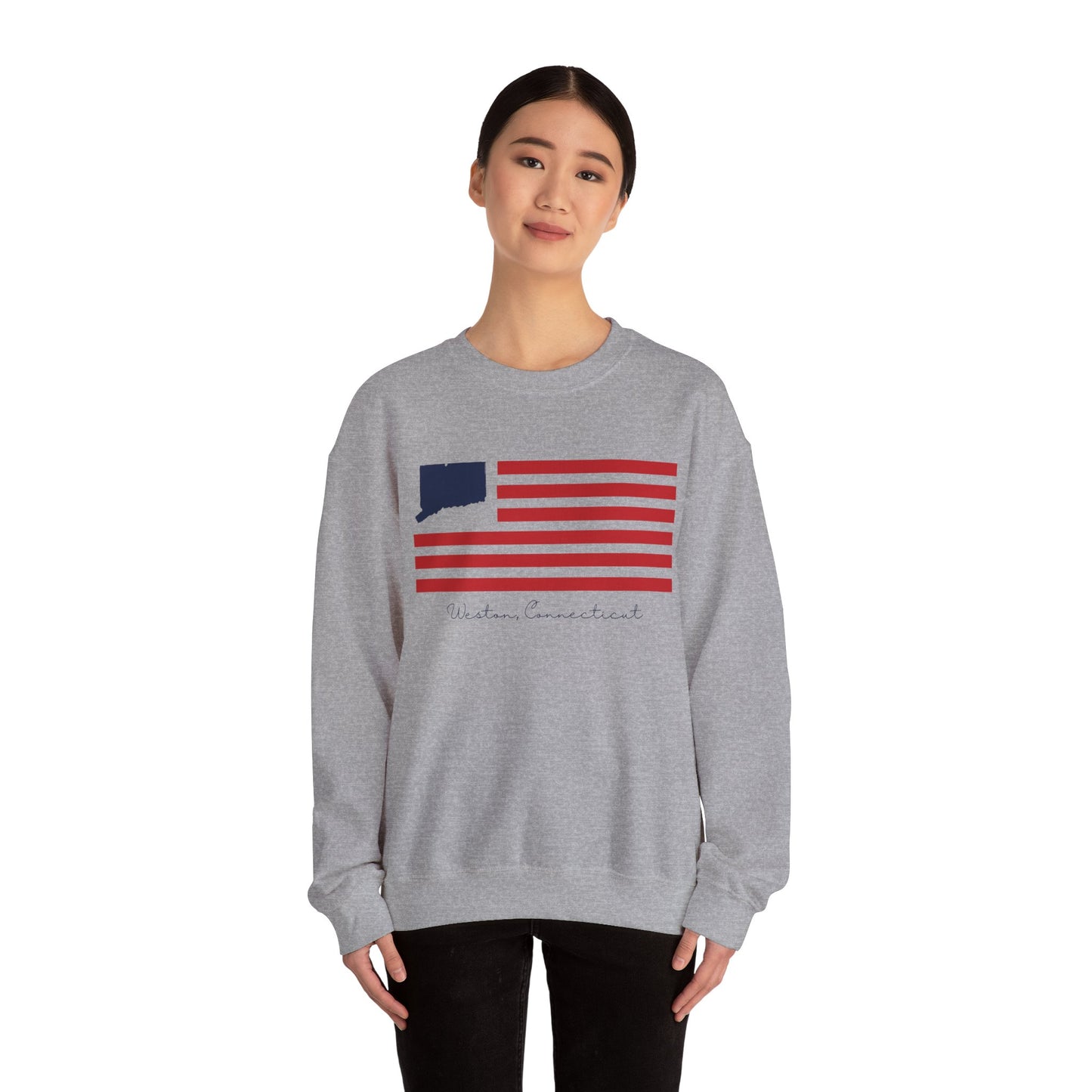 Weston Connecticut Flag Unisex Heavy Blend™ Crewneck Sweatshirt