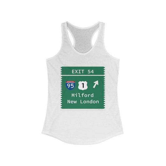 Vintage Merritt Parkway Exit 54 Sign Women's Ideal Racerback Tank Top