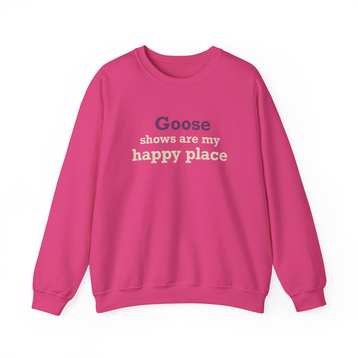 Goose Shows Are My Happy Place - Cream & Purple Unisex Heavy Blend™ Crewneck Sweatshirt