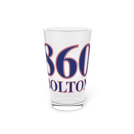 860 Bolton Red, White & Blue Pint Glass, 16oz