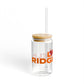Love Ridgefield Glass Can with Straw and Lid, 16oz