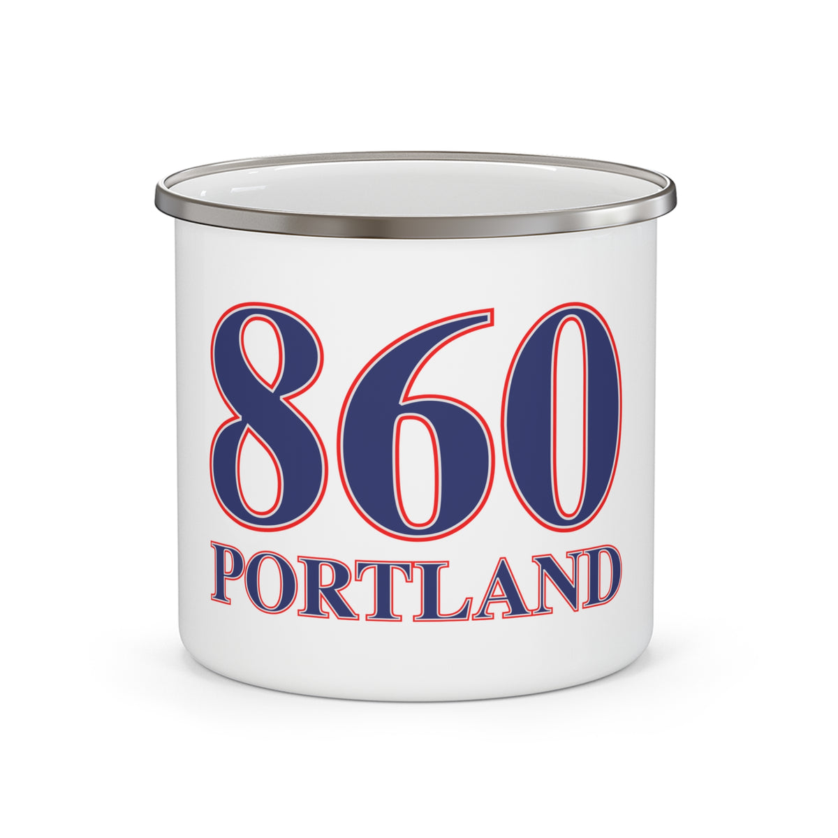860 Portland Red, White & Blue Enamel Camping Mug