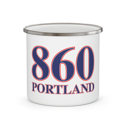 860 Portland Red, White & Blue Enamel Camping Mug