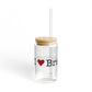 I Heart Bridgeport. Glass Can with Straw and Lid, 16oz