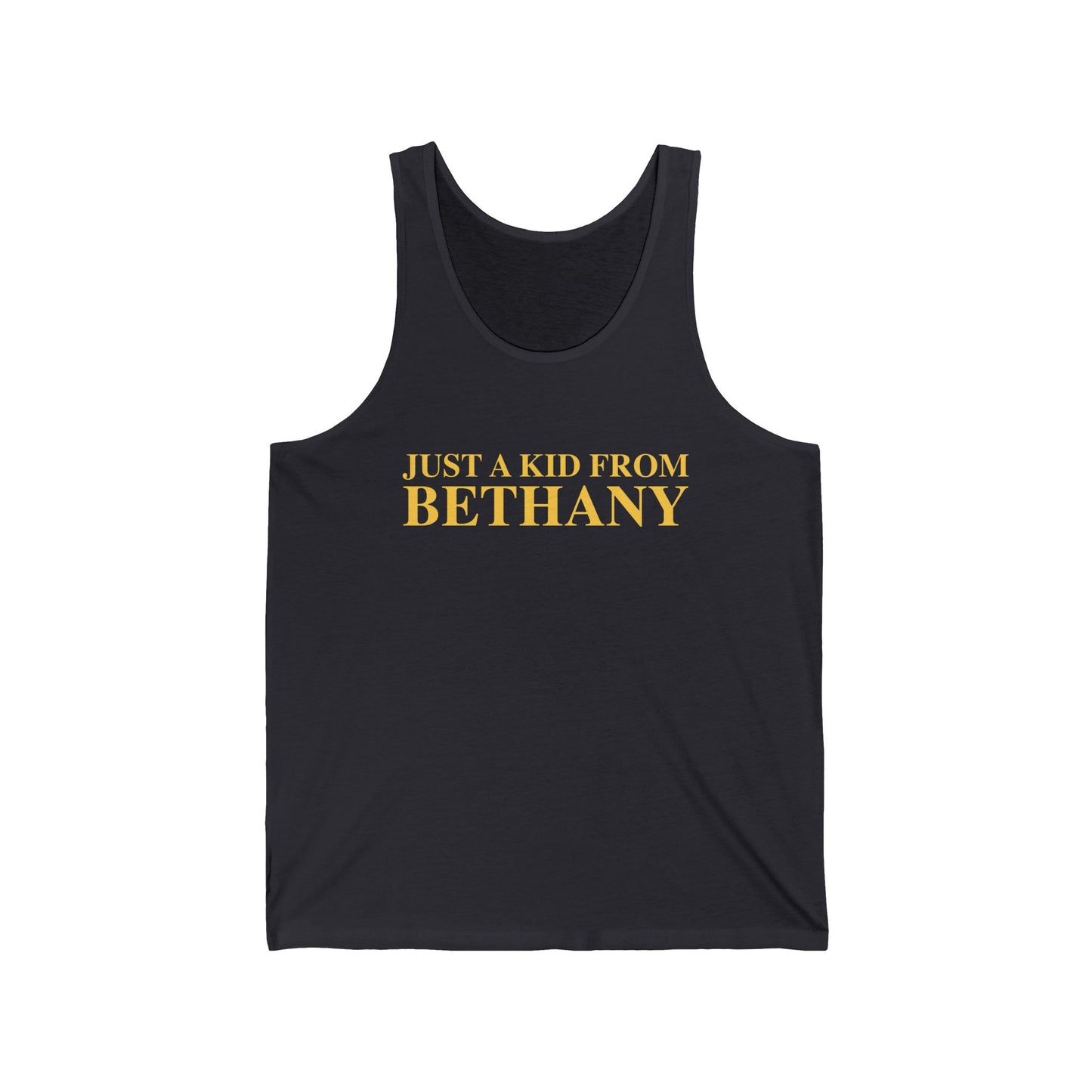 Just a kid from Bethany Unisex Jersey Tank Top