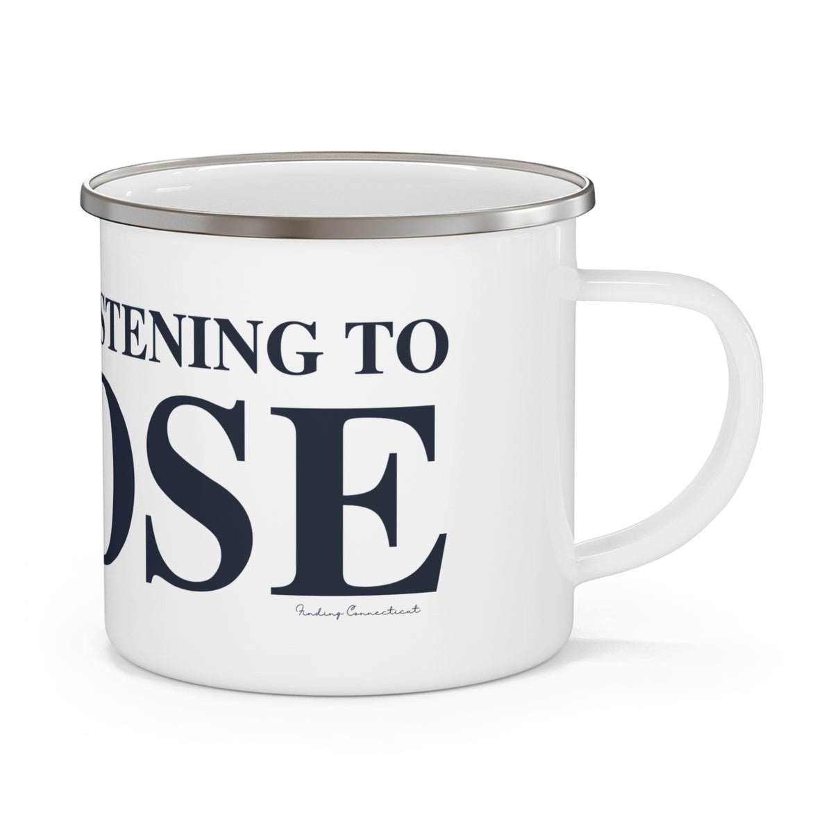 Just a kid listening to Goose Enamel Camping Mug