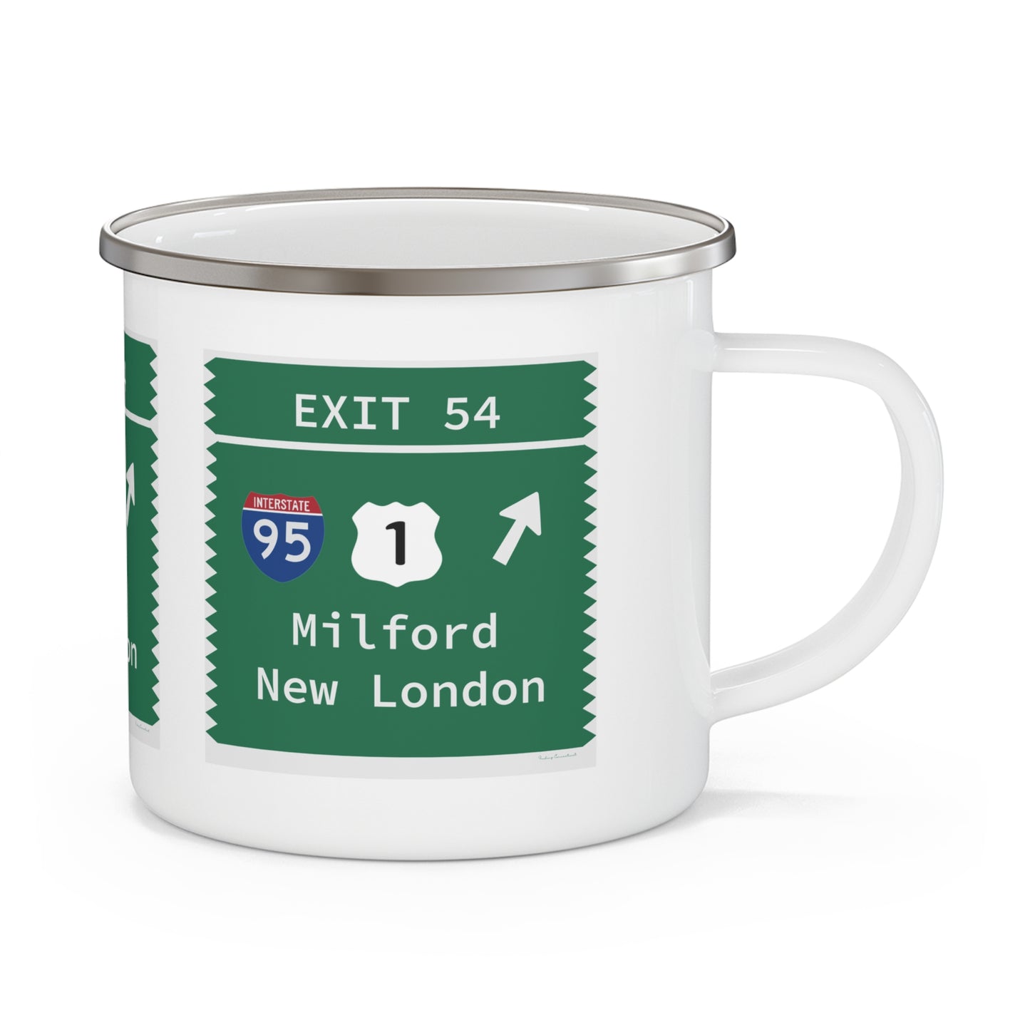 Vintage Merritt Parkway Exit 54 Sign Enamel Camping Mug