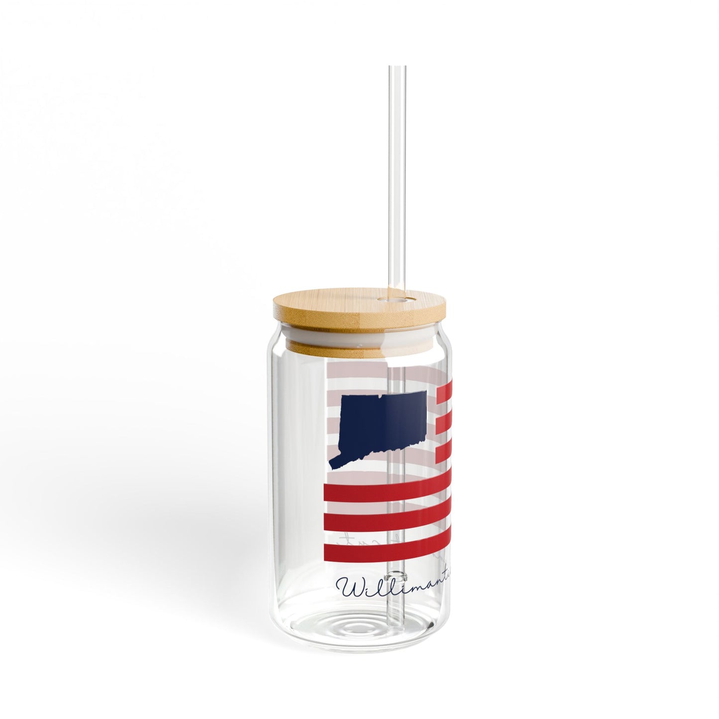 Willimantic Connecticut Flag Sipper Glass, 16oz