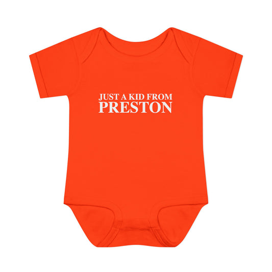 Just a kid from Preston Infant Baby Rib Bodysuit