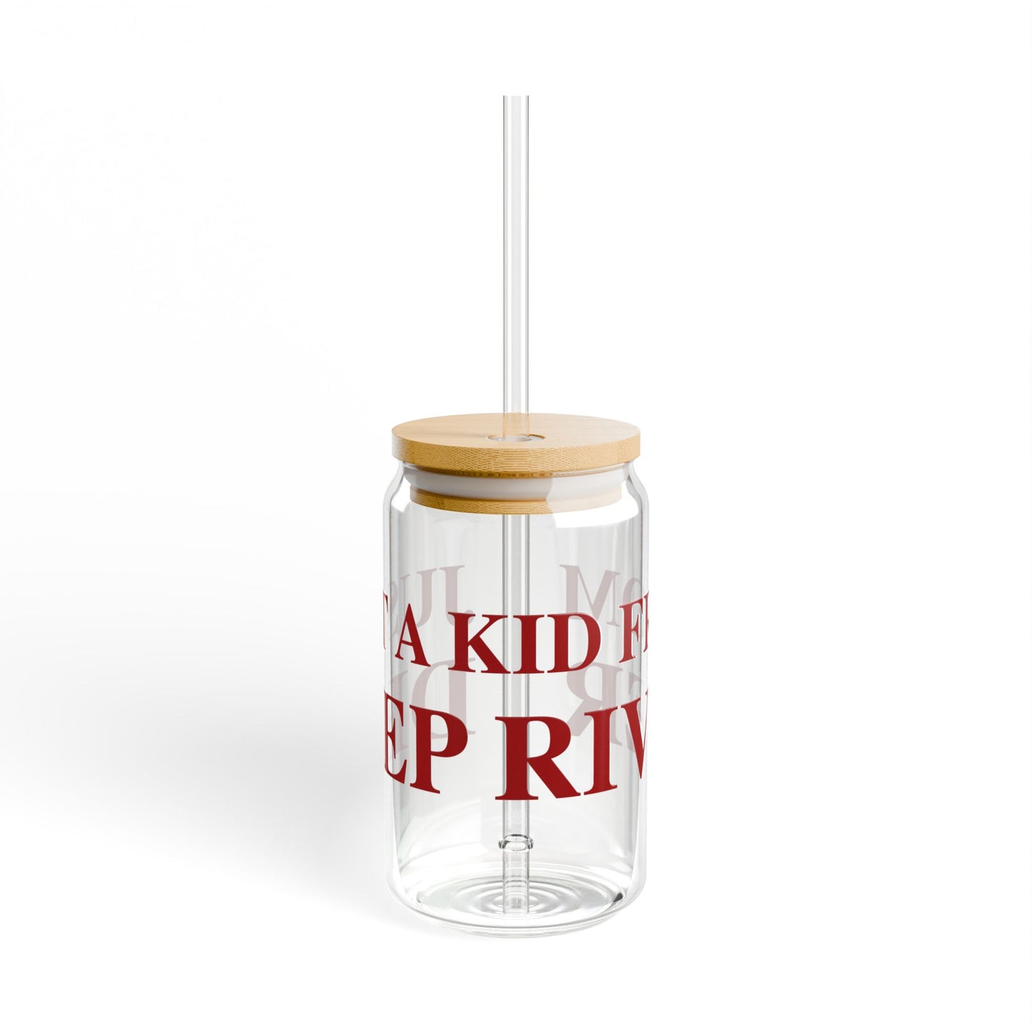 Just a kid from Deep River Glass Can with Straw and Lid, 16oz