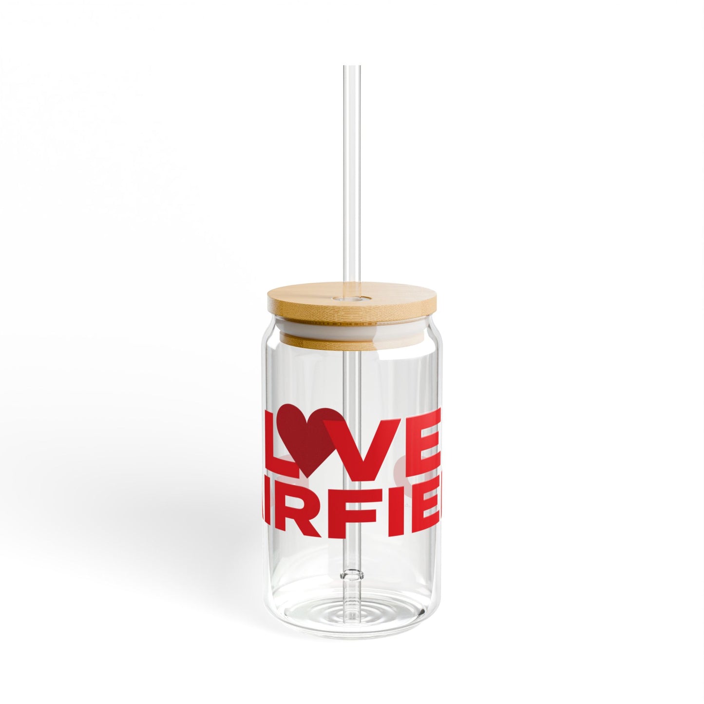 Love Fairfield Glass Can with Straw and Lid, 16oz