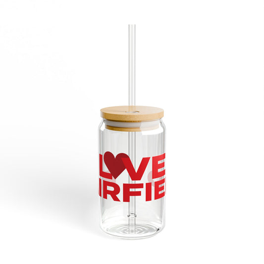 Love Fairfield Glass Can with Straw and Lid, 16oz