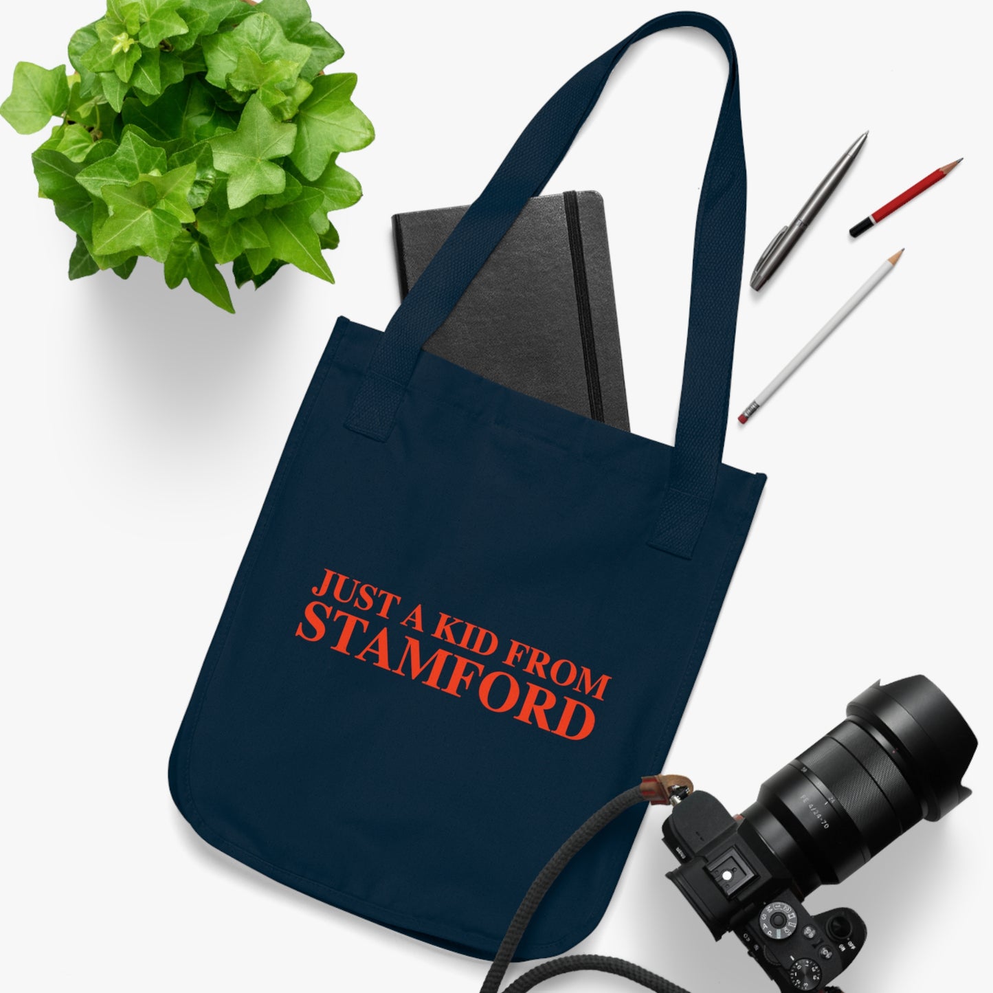 Just a kid from Stamford Organic Canvas Tote Bag