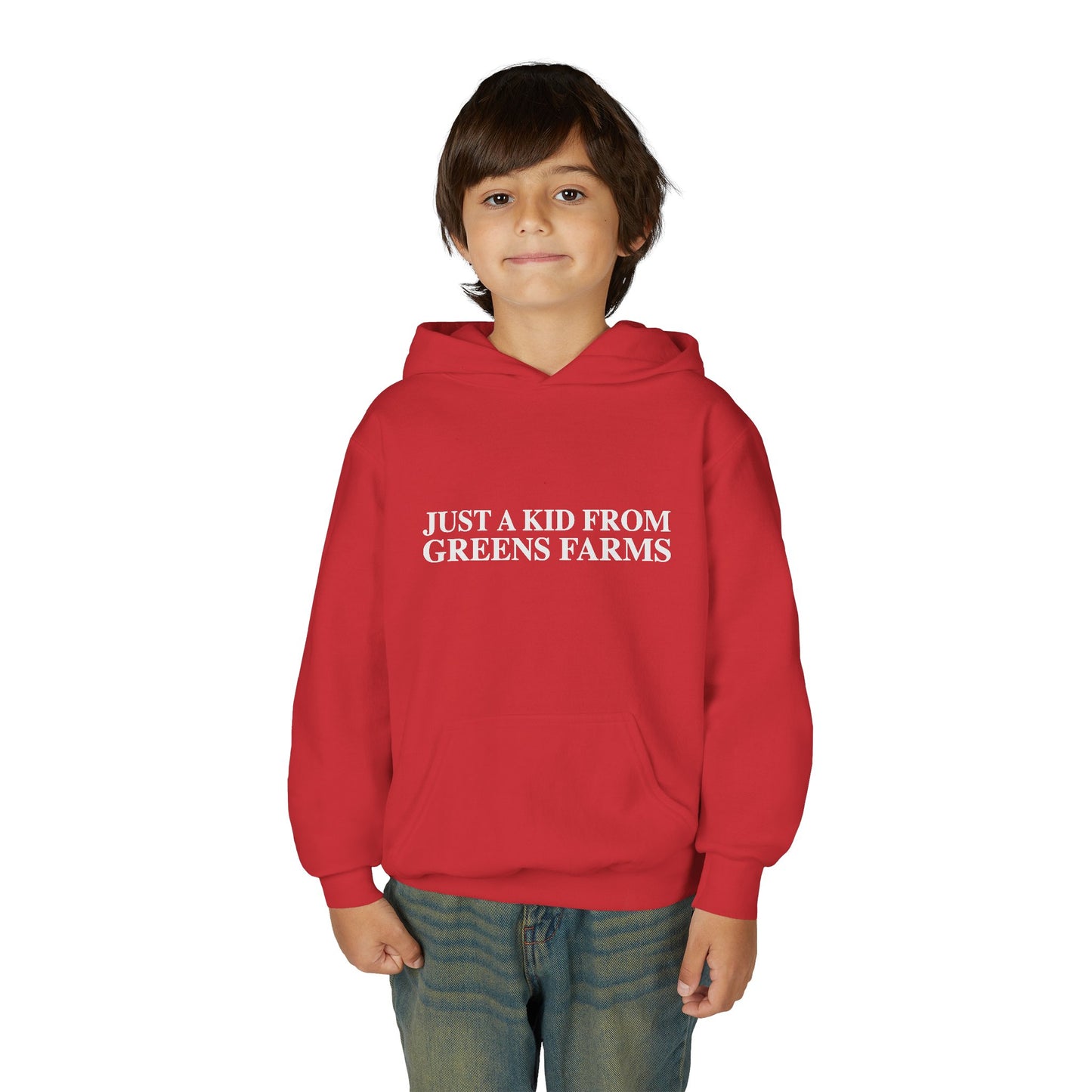 Just a kid from Greens Farms Youth Heavy Blend Hooded Sweatshirt