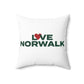 Love Norwalk Spun Polyester Square Pillow