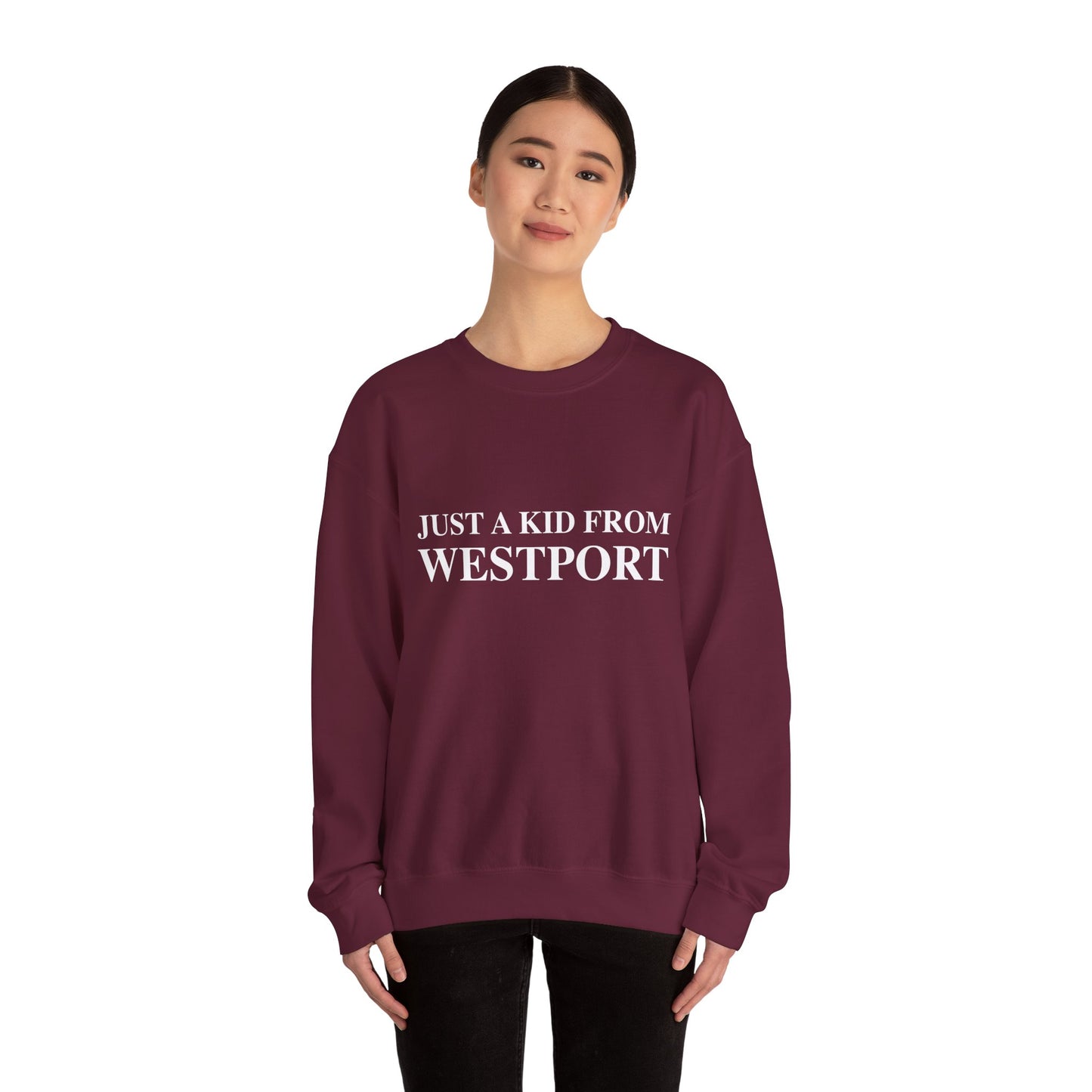 Just a kid from Westport Unisex Heavy Blend™ Crewneck Sweatshirt