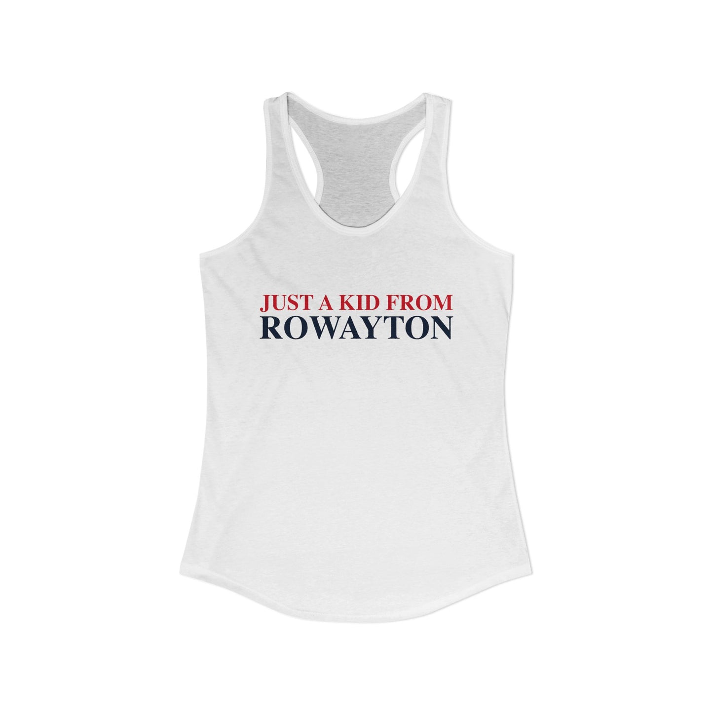 Just a kid from Rowayton Women's Ideal Racerback Tank Top