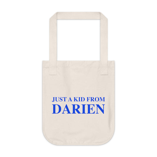 Just a kid from Darien Organic Canvas Tote Bag