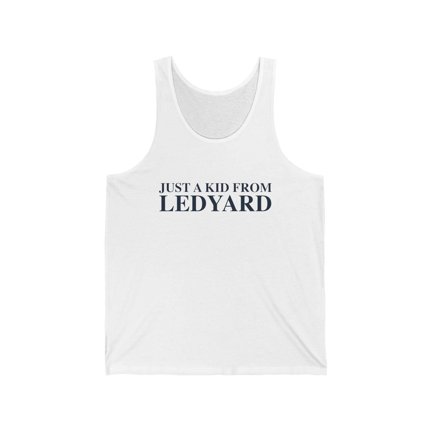 Just a kid from Ledyard Unisex Jersey Tank Top