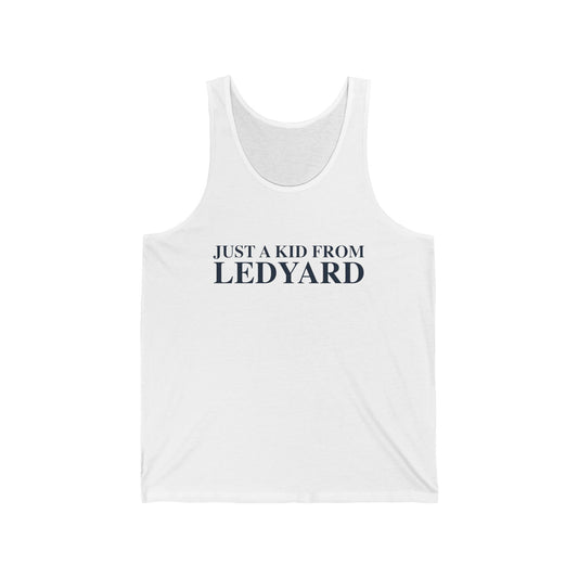 Just a kid from Ledyard Unisex Jersey Tank Top