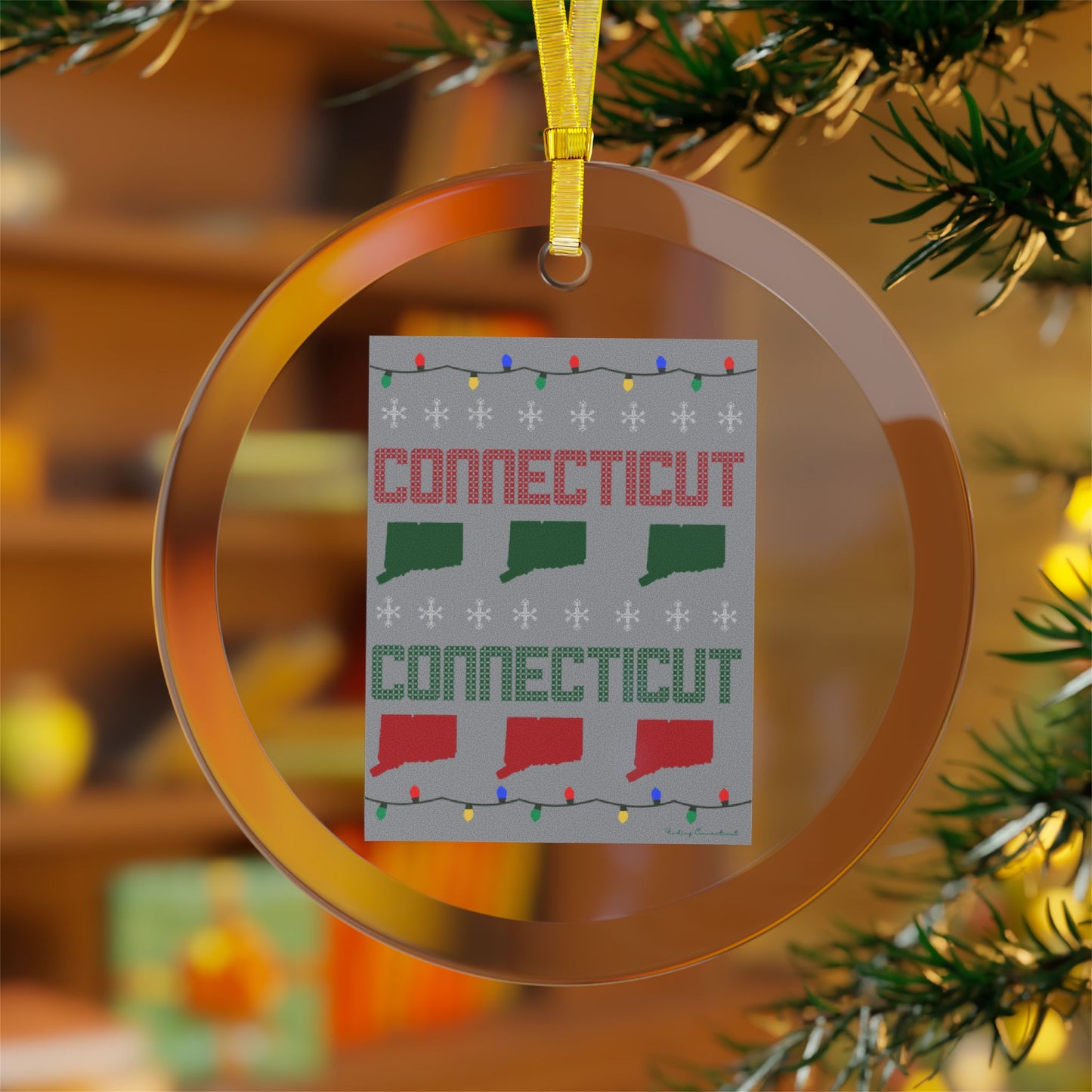 Connecticut Ugly Holiday Glass Ornaments