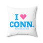 I Heart CONN. Spun Polyester Square Pillow