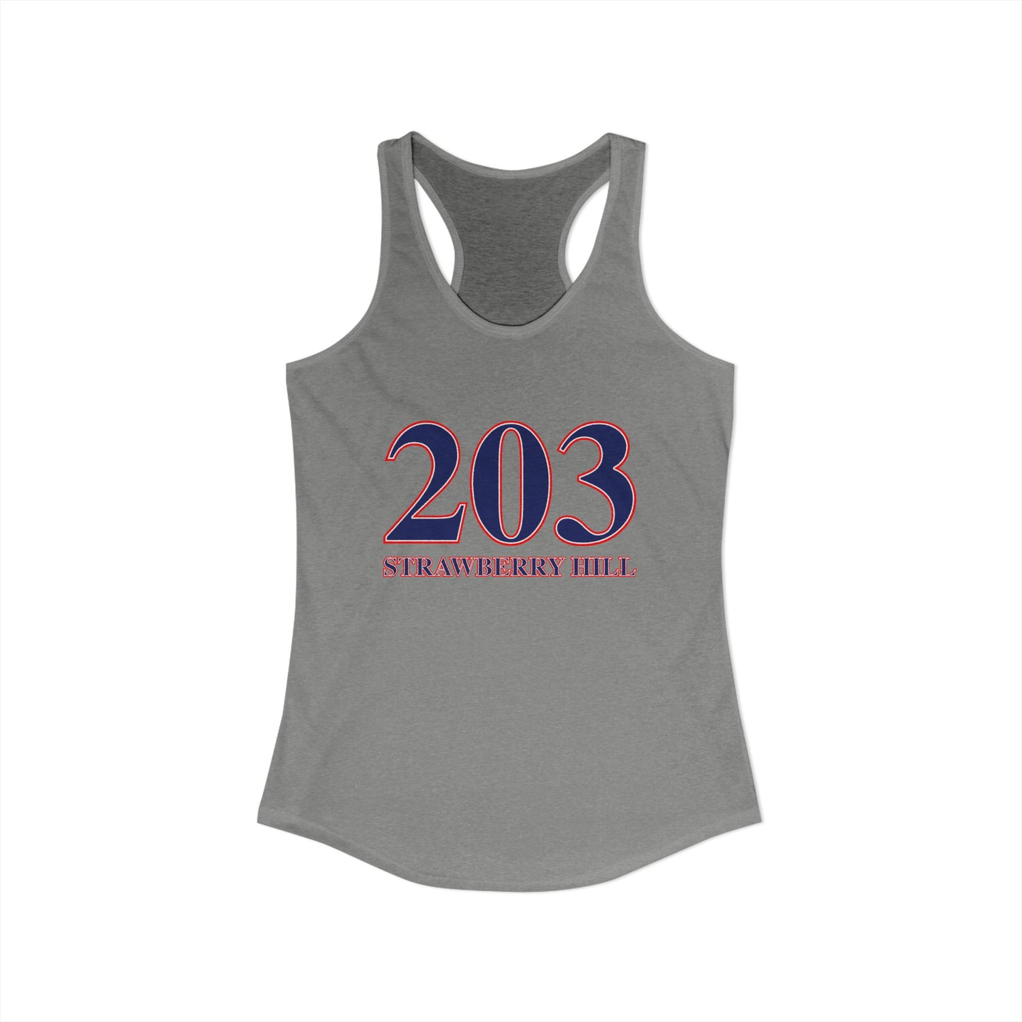 203 Strawberry Hill Red, White & Blue Women's Ideal Racerback Tank Top